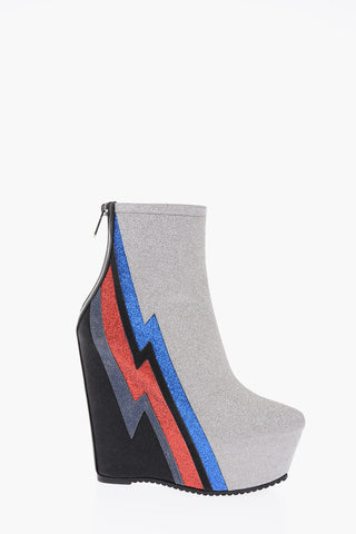 15cm glitter Wedge bootie with Leather Trimmings