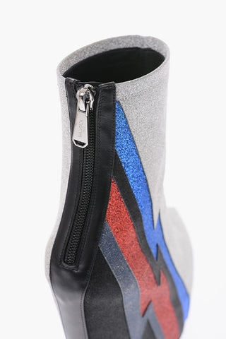 15cm glitter Wedge bootie with Leather Trimmings
