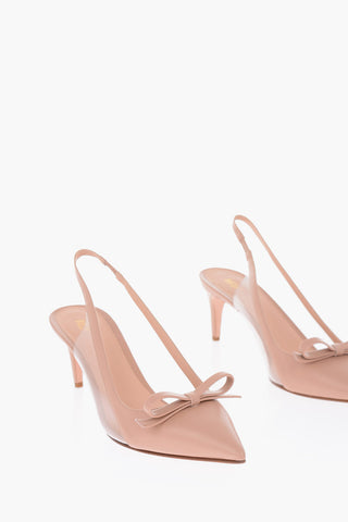 7cm leather Slingback pumps with sheer side details