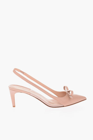 7cm leather Slingback pumps with sheer side details