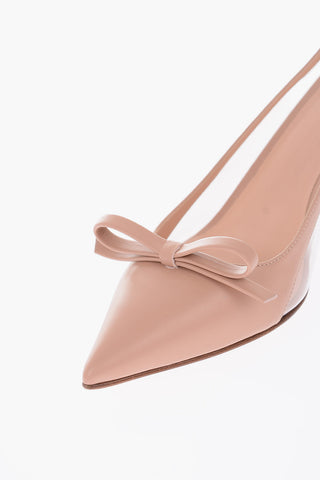 7cm leather Slingback pumps with sheer side details