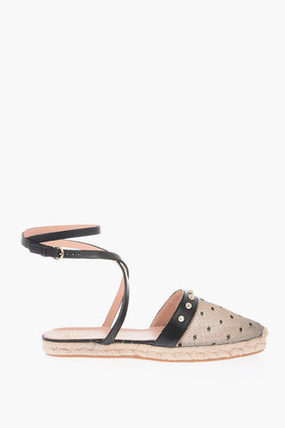 leather lace up espadrillas with raffia sole
