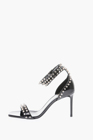 8cm patent leather ankle-strap sandals with studs