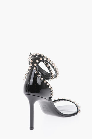 8cm patent leather ankle-strap sandals with studs