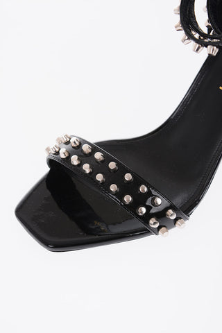 8cm patent leather ankle-strap sandals with studs