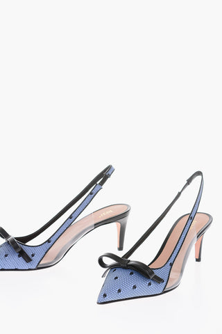 7cm polka dots Slingback pumps with bow 