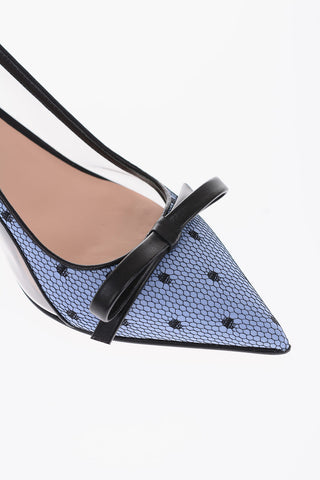 7cm polka dots Slingback pumps with bow 