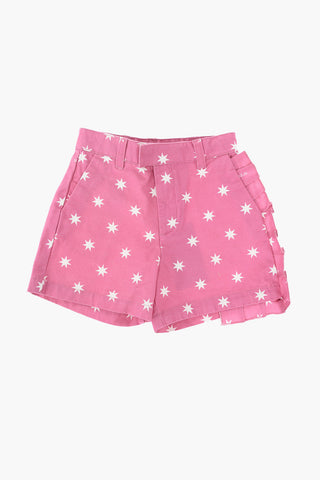 printed denim 2 pockets shorts