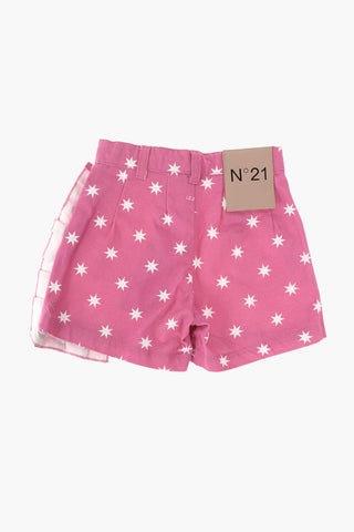 printed denim 2 pockets shorts