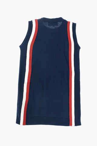 knitted sleeveless dress with Contrasting Band