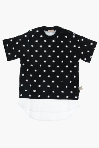 printed short sleeve dress with shirt detail
