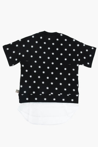 printed short sleeve dress with shirt detail