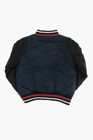 printed bomber with snap buttons