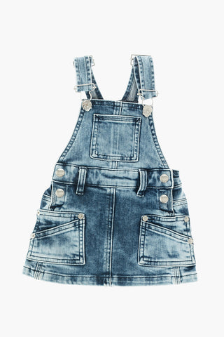 denim salopette skirt with breast pocket