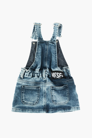 denim salopette skirt with breast pocket