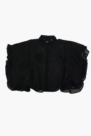 sheer Ruffle blouse with breast pocket 