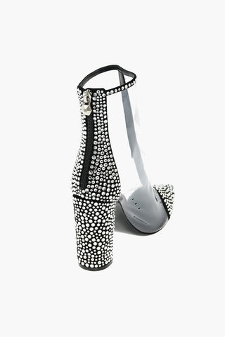 10cm all over crystal pvc ankle boots with zip closure