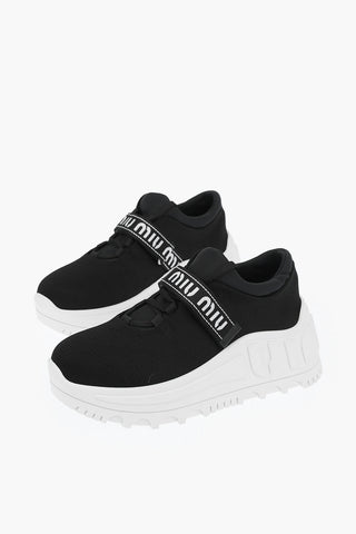 Logo Velcro Fastening Fabric Platform Sneakers