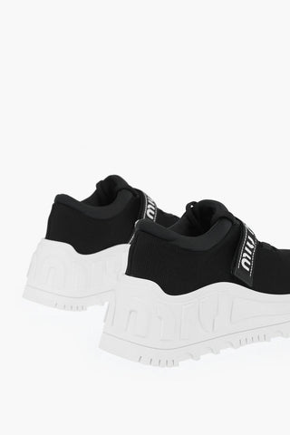 Logo Velcro Fastening Fabric Platform Sneakers