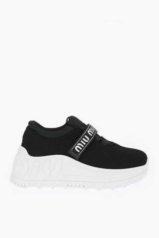 Logo Velcro Fastening Fabric Platform Sneakers