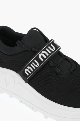 Logo Velcro Fastening Fabric Platform Sneakers