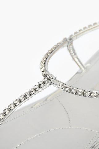 Lamè Leather Flat Thong Sandals