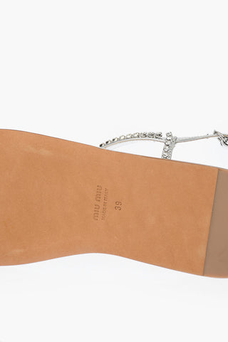 Lamè Leather Flat Thong Sandals