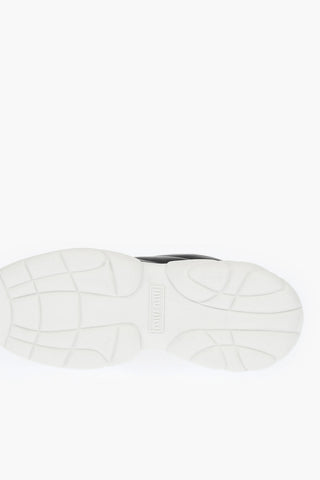 Padded Leather Lace-up Sneakers with Lettering Logo