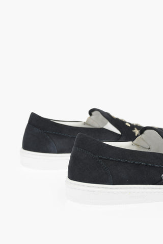 Studded Denim Suede Slip-on Sneakers