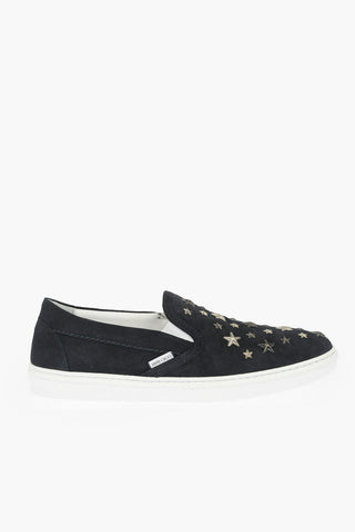 Studded Denim Suede Slip-on Sneakers