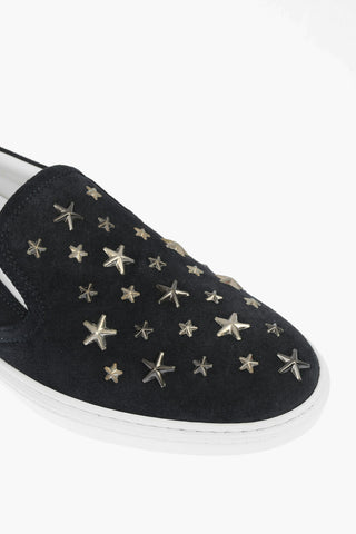 Studded Denim Suede Slip-on Sneakers