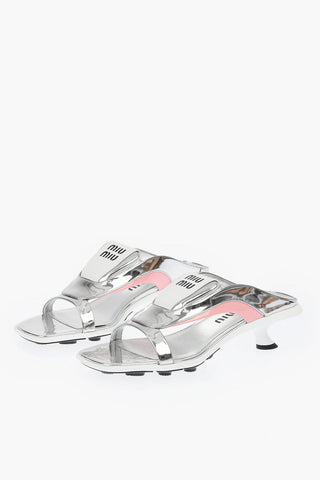 Front Logo SOCCER Patent Leather Sandals