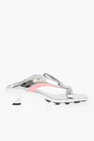 Front Logo SOCCER Patent Leather Sandals