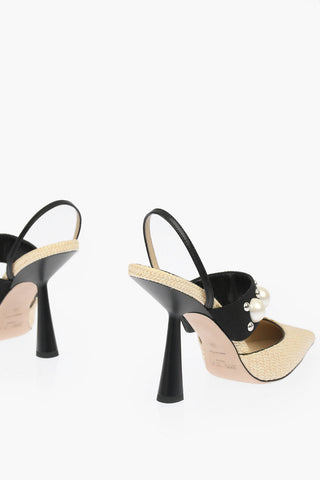 Spool Heel BRESLIN Raffia Slingbacks