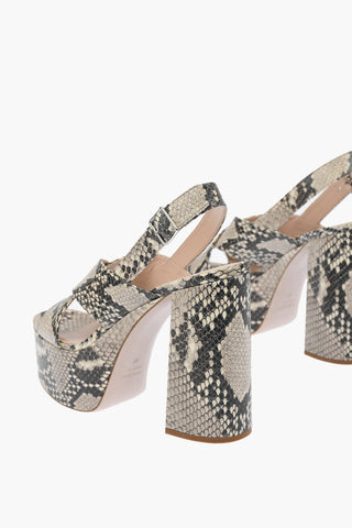 Sandali Slingback Platform in Pelle Stampa Pitone 13cm