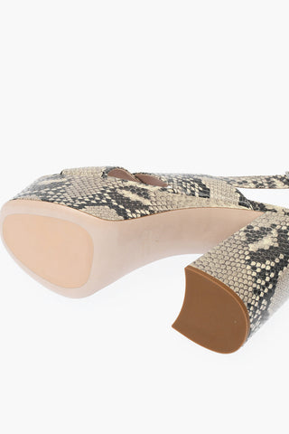 Sandali Slingback Platform in Pelle Stampa Pitone 13cm