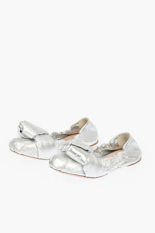 Padded Front Knot Lamè Leather Ballet Flats