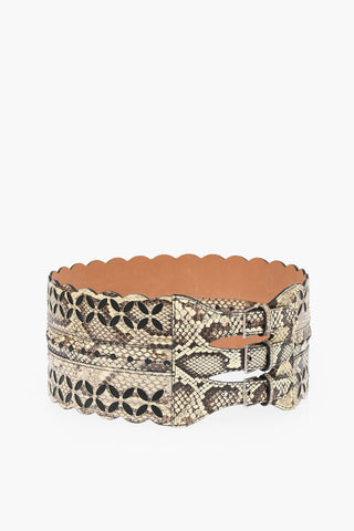 3 Buckle Python Leather Belt 110mm