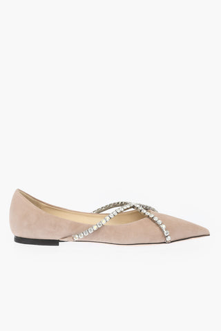 Ballerine in Suede GENEVI con Cinturini Criss Cross in Swarowski