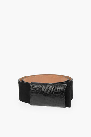 Croco Detail Suede Belt 50mm