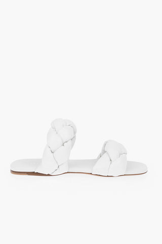 Woven Motif Leather Flat Sandals