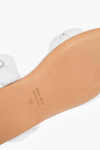 Woven Motif Leather Flat Sandals