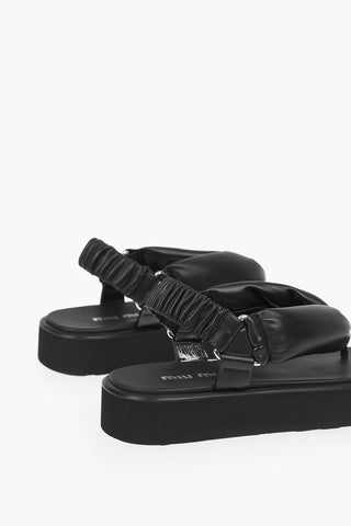 Sandali Platform in Pelle con Infradito Giapponese