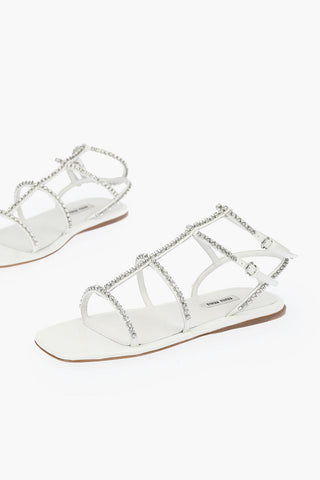 Cuir Sole Crystal Flat Sandals