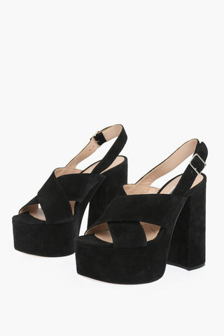 Suede Platform Slingback Sandals 13cm