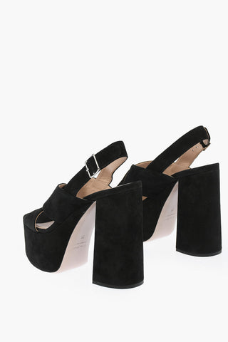 Suede Platform Slingback Sandals 13cm