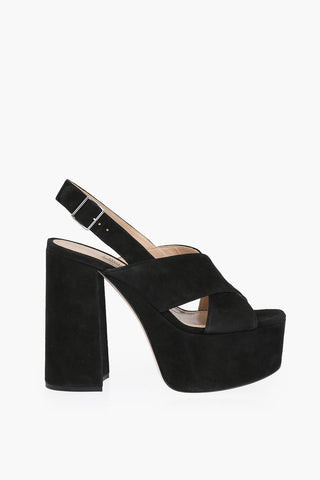 Suede Platform Slingback Sandals 13cm