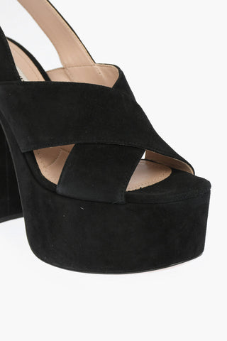 Suede Platform Slingback Sandals 13cm