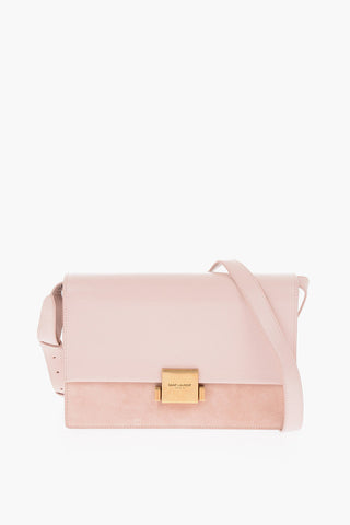 borsa a tracolla in pelle e suede