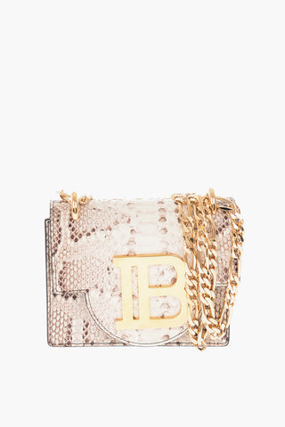 python leather mini bag with golden embossed logo